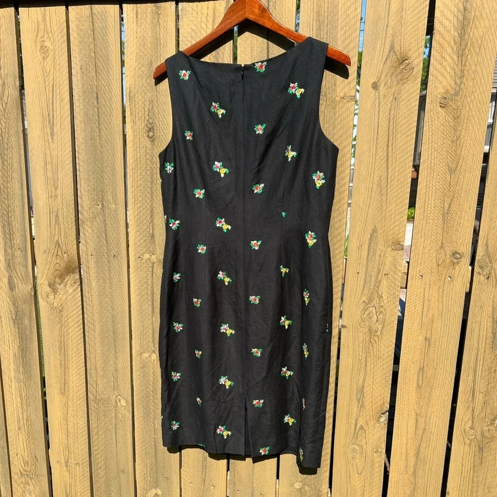 12 Address Maggy Linen Blend Floral Summer Sheath Dress - Picture 4 of 4